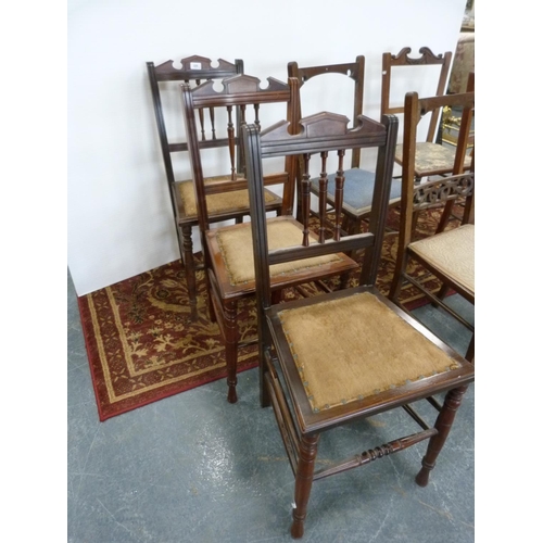 297 - Assorted bedroom chairs to include three matching spindle-back chairs.  (8)