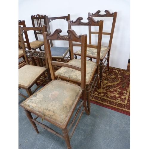 297 - Assorted bedroom chairs to include three matching spindle-back chairs.  (8)