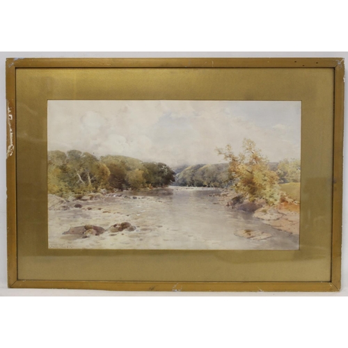 510 - Frederick Tucker (Exh. 1880-1915).Riverscape.Watercolour.37cm x 62cm.  Signed.... 