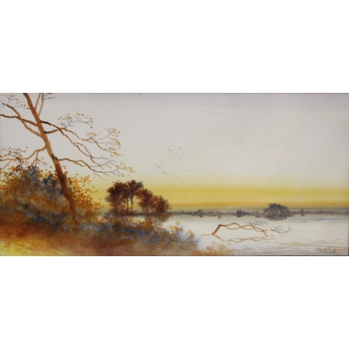 512 - G. Miller (Late 19th/Early 20th Century British School).Sunset lake scenes - a pair.Watercolour.Each... 