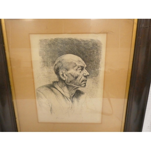 514 - Jean Jacques De Bossieu.Head and shoulders portrait of an old man.Etching.23cm x 18cm.Monogram D. B.... 