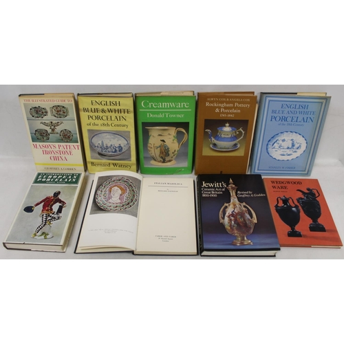 529 - Nine reference books re. porcelain including: English Blue and White Porcelain of the 18th Century, ... 