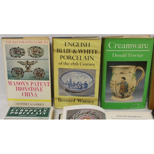 529 - Nine reference books re. porcelain including: English Blue and White Porcelain of the 18th Century, ... 