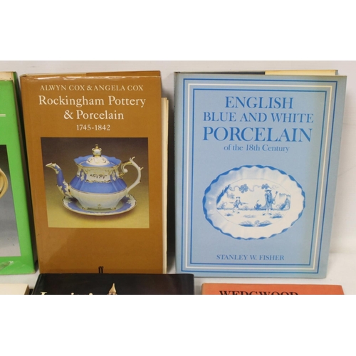 529 - Nine reference books re. porcelain including: English Blue and White Porcelain of the 18th Century, ... 