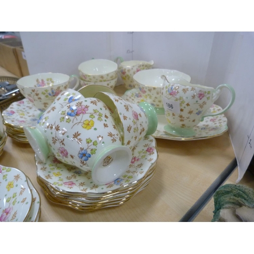 186 - Foley part floral decorated tea set.  (36)