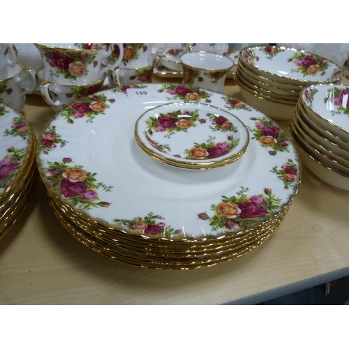 189 - Collection of Royal Albert 'Old Country Roses' tea and dinnerwares including teapot, dinner plates, ... 