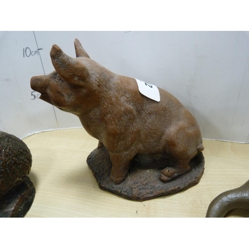 192 - Group of animal figures including otter with fish, pig, snake, mice etc.