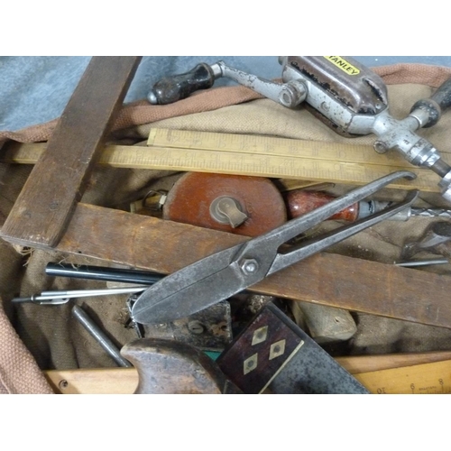 196 - Collection of early 20th century woodworking tools, some marked 'F Graham', including planes, Cheste... 