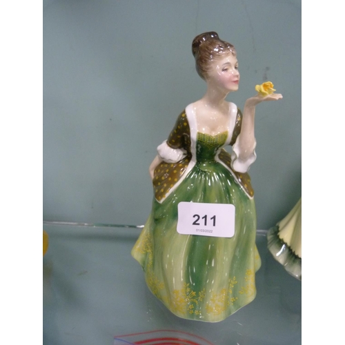 211 - Three Royal Doulton figures, 'Fleur' HN 2368, 'Paula' HN 2906, and 'Olga' HN 2463.  (3)