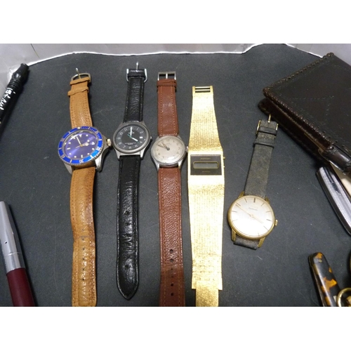 230 - Bag containing assorted watches including Oris, Lorus, Rotary, Limit, Kienzle pocket watch, Edward A... 