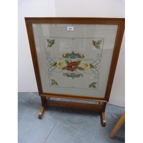 283 - Fire screen/table and a kitchen stool.  (2)