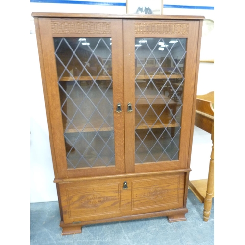 288 - Oak veneer two-door bookcase.