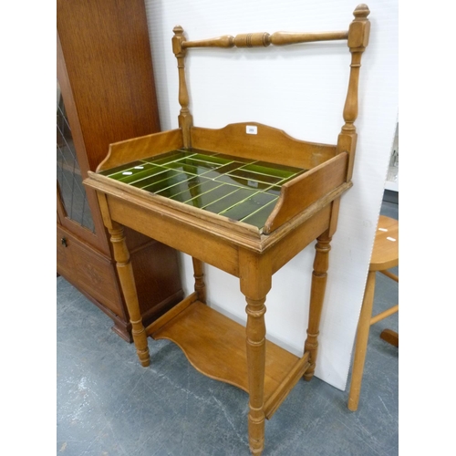 289 - Victorian pine wash stand with later tiled top.