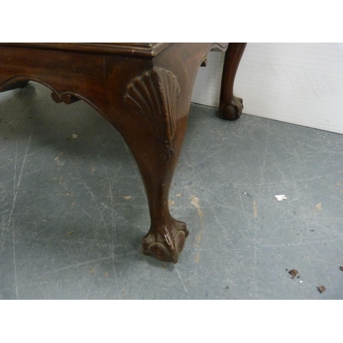 292 - Walnut and mahogany writing bureau on ball and claw feet.