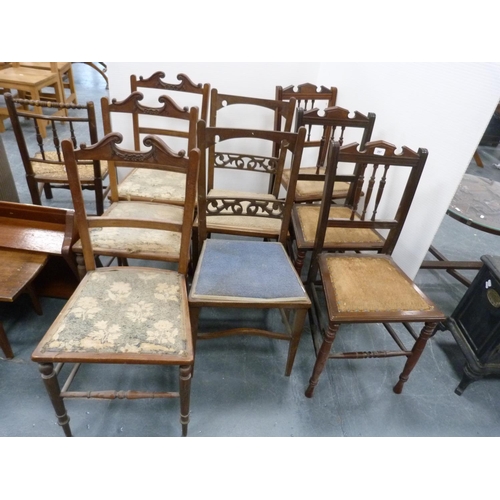 297 - Assorted bedroom chairs to include three matching spindle-back chairs.  (8)