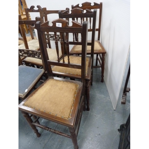 297 - Assorted bedroom chairs to include three matching spindle-back chairs.  (8)