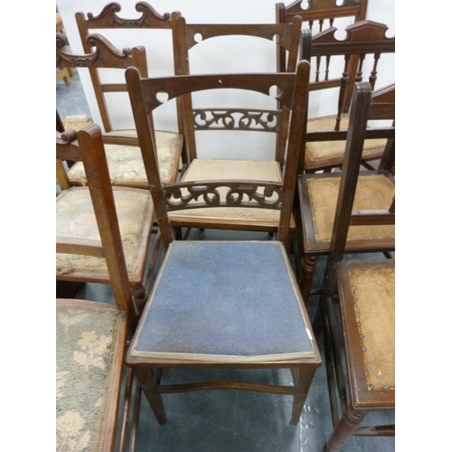 297 - Assorted bedroom chairs to include three matching spindle-back chairs.  (8)