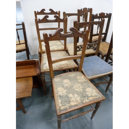 297 - Assorted bedroom chairs to include three matching spindle-back chairs.  (8)