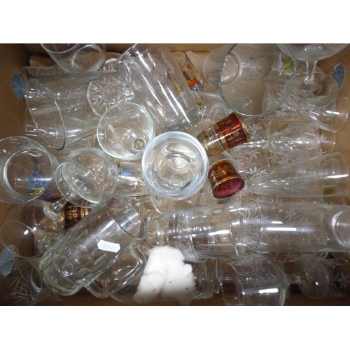 30 - Carton containing assorted glassware, mainly drinking glasses.