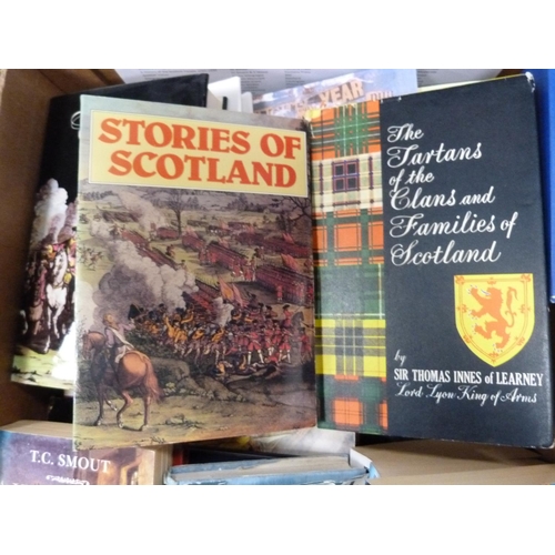 31 - Three cartons of miscellaneous books including Scottish interest, Jane Austen, Mark Twain, Virginia ... 