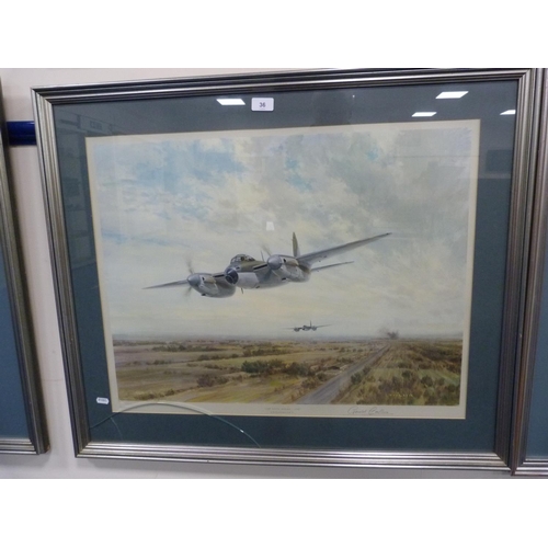 36 - Gerald CoulsonLow Level Strike - 1943Signed in pencil, print, with blind stamp.... 