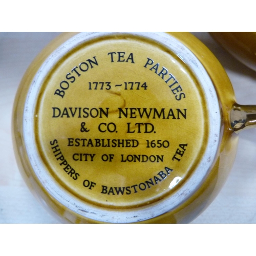 4 - Davison Newman & Co., teapot with matching cream and sugar commemorating the Boston Tea Parties ... 
