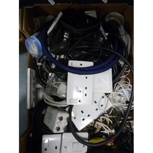 82 - Box containing fittings, cables, electrical accessories etc.
