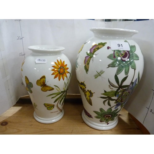 91 - Portmeirion 'Botanical Garden' baluster vase, another vase, Wedgwood 'Rosehip' pattern jug and bowl,... 