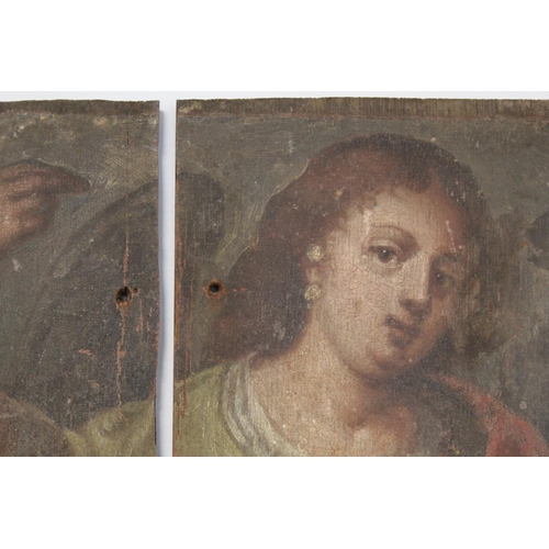 358 - 18th/19th Century Continental School.Portrait of an angel.Oil on oak panel - split in two.93cm x 41c... 