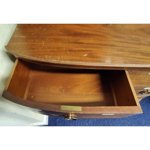 558 - Georgian style mahogany cabinet on chest, with metal rail above two glazed doors, enclosing a shelve... 