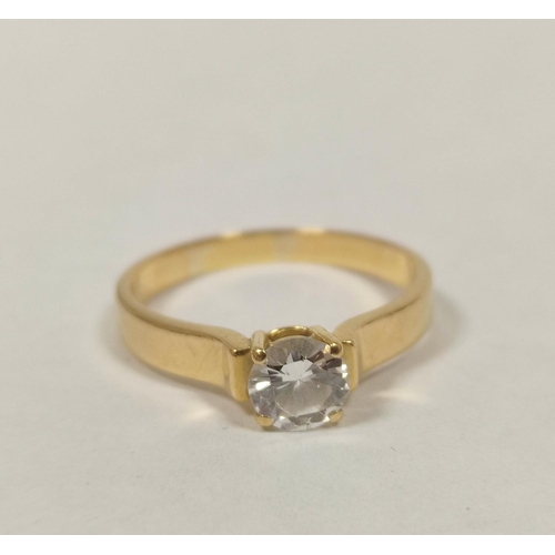 59 - Diamond solitaire ring the brilliant approximately .75ct in gold, probably 18ct. Colour E/F coupe cl... 