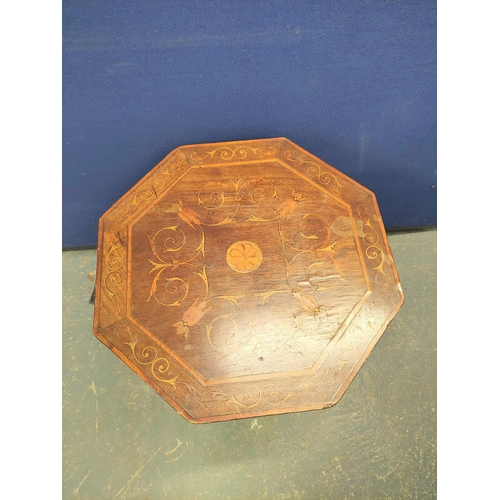 570 - Late 19th century Eastern style inlaid octagonal occasional table with floral parquetry. 59cm high 4... 