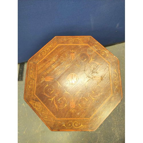 570 - Late 19th century Eastern style inlaid octagonal occasional table with floral parquetry. 59cm high 4... 