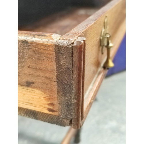 574 - Early 18th century oak hall table in the Queen Anne style with frieze drawer raised on turned balust... 