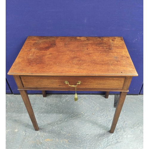 575 - 18th century mahogany side table with frieze drawer raised on square supports. 85cm high 88cm wide 5... 