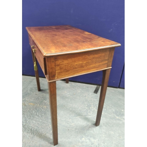 575 - 18th century mahogany side table with frieze drawer raised on square supports. 85cm high 88cm wide 5... 