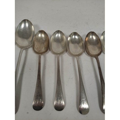 67 - Ten silver table and desserts spoons, initialled by Joseph Rodgers, Sheffield, 626g / 20oz.