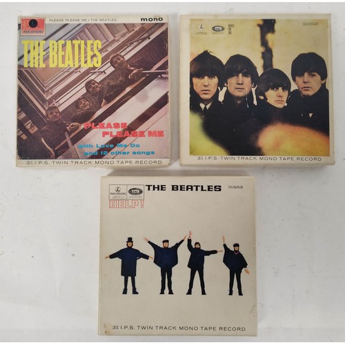 502 - Three Beatles albums on 3 3/4 IPS magnetic tape to include Please Please Me TA-PMC1202, Help TA-PMC ... 