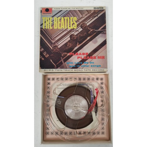 502 - Three Beatles albums on 3 3/4 IPS magnetic tape to include Please Please Me TA-PMC1202, Help TA-PMC ... 