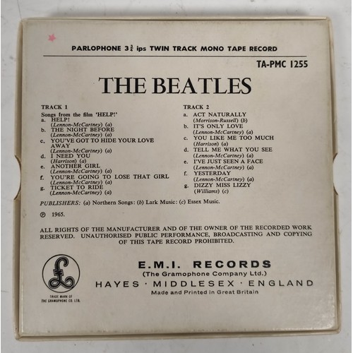 502 - Three Beatles albums on 3 3/4 IPS magnetic tape to include Please Please Me TA-PMC1202, Help TA-PMC ... 