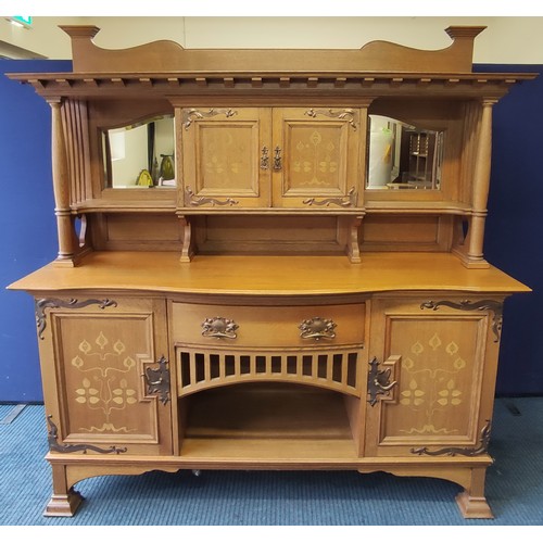 578 - Good Arts & Crafts golden oak sideboard, c.1900, probably by Shapland and Petter of Barnstable, ... 