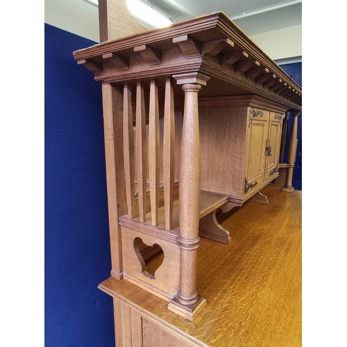 578 - Good Arts & Crafts golden oak sideboard, c.1900, probably by Shapland and Petter of Barnstable, ... 