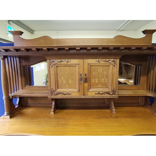 578 - Good Arts & Crafts golden oak sideboard, c.1900, probably by Shapland and Petter of Barnstable, ... 