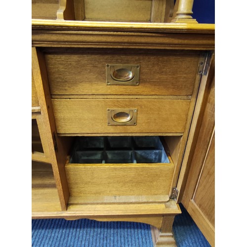 578 - Good Arts & Crafts golden oak sideboard, c.1900, probably by Shapland and Petter of Barnstable, ... 