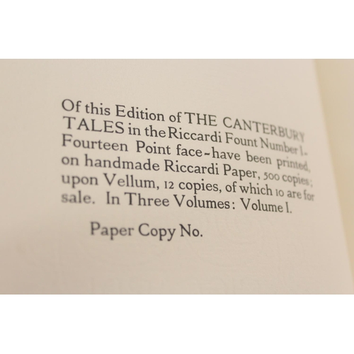 239 - CHAUCER GEOFFREY.  The Canterbury Tales. 3 vols. Ltd. ed. 500, this an unnumbered paper co... 