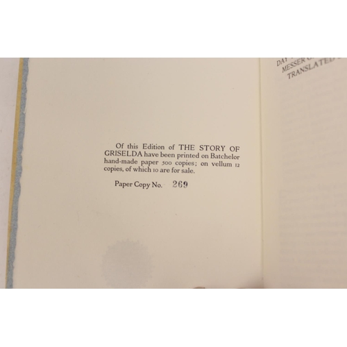 241 - BOCCACCIO.  The Story of Griselda. Ltd. ed. 269/500. 20pp. Blue grey wrappers bound in. Li... 