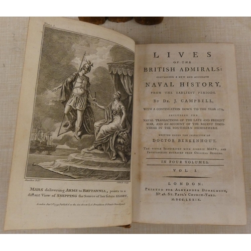 168 - CAMPBELL DR J.  Lives of the British Admirals Containing a New & Accurate Naval Histor... 