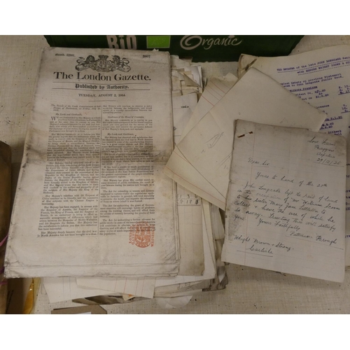 190 - Documents - Cumberland - Longcake Family of Pelutho.  1920's. Bundle of receipts & pap... 