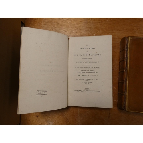 214 - LYNDSAY SIR DAVID, of The Mount.  The Poetical Works. 3 vols., ed. by George Chalmers. Cal... 