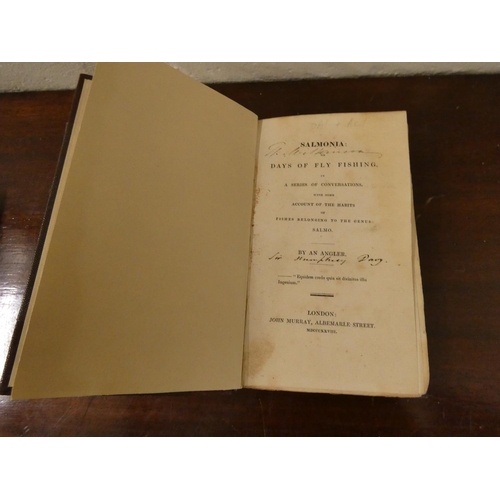 52 - (DAVY SIR HUMPHREY).  Salmonia Or Days Of Fly Fishing. 1st ed. Rebound half brown morocco.... 